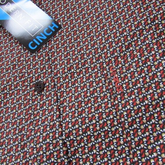 Cinch Men's XXL Long Sleeve Modern Fit Printed Button Down Shirt - Brown - Picture 3 of 6
